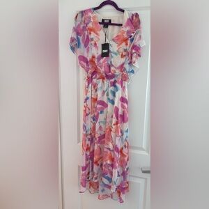 DKNY Flutter Sleeve Smocked Midi Dress – Size 8 Brand new